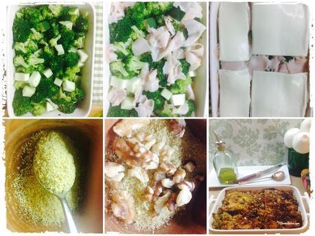 Brócoli y calabacín con cobertura crujiente de miga y nueces Brócoli y calabacín Elaboración 1_Fotor