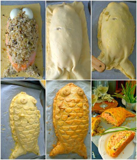 Kulibiak o pastel ruso de salmón, una forma diferente de pescado al horno