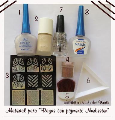 Manicura de rayas con pigmento de Nurbesten