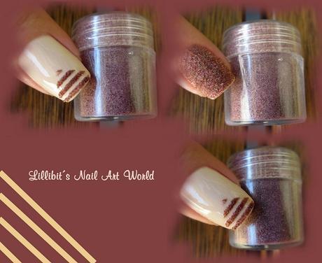 Manicura de rayas con pigmento de Nurbesten Manicura de rayas con pigmento de Nurbesten