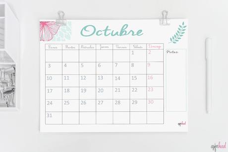Freebie: Calendario Octubre