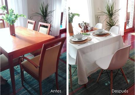 Antes y después de mi comedor con sillas nuevas