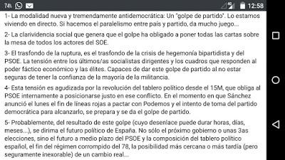 La Crisis del PSOE y la del régimen. Se acabó el teatro.