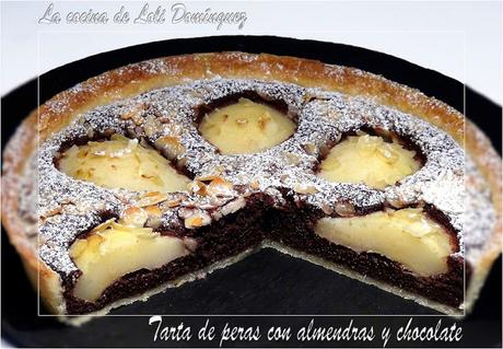 Tarta de peras con almendras y chocolate