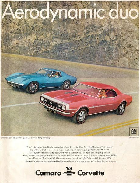 Camaro y Corvette en una publicidad