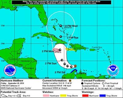 Huracán Matthew es categoría cuatro: actualización continua con fotos, videos, cono de trayectoria