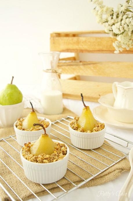 Crumble de peras, avena y avellanas, cuando rico y sano van de la mano #JaquealaReina