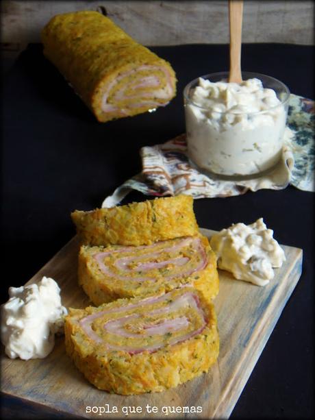 Rollito vegetal relleno de jamón york y queso