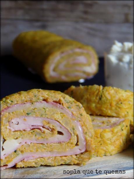 Rollito vegetal relleno de jamón york y queso