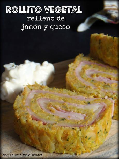 Rollito vegetal relleno de jamón york y queso