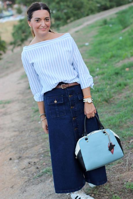 Falda larga denim