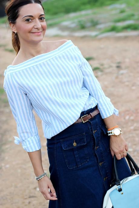 Falda larga denim