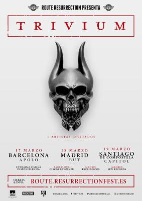 Trivium en Barcelona, Madrid y Santiago de Compostela en marzo de 2017