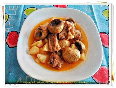 Guiso de champiñones y costillas