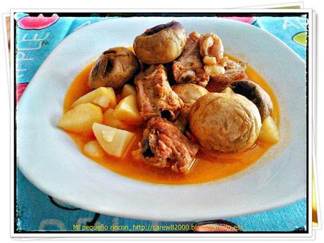 Guiso de champiñones y costillas