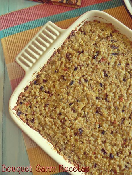 Pastel de arroz con hongos y almendras (sin masa y sin gluten) Pastel de arroz con hongos y almendras (sin masa y sin gluten)