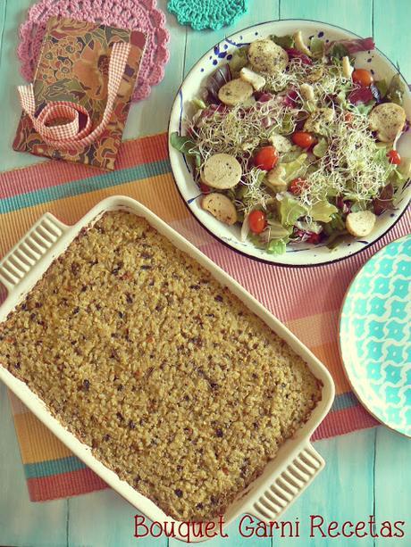 Pastel de arroz con hongos y almendras (sin masa y sin gluten) Pastel de arroz con hongos y almendras (sin masa y sin gluten)