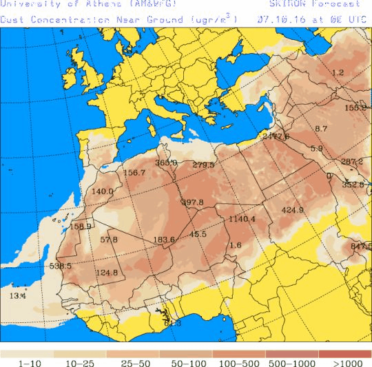 España: Polvo africano (Pronóstico para 7-octubre-2016)