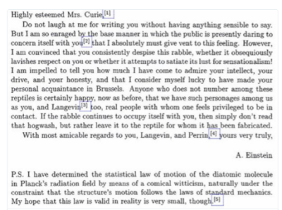 La bellísima carta que Einstein le envió a Marie Curie en pleno escándalo amoroso