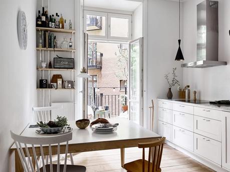 Lámparas colgantes sobre la encimera iluminación cocinas cocinas sin muebles superiores cocinas pequeñas cocinas nórdicas cocinas modernas blog decoración nórdica 