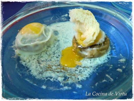 Champiñones con huevo al microondas