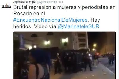 Brutal represión a mujeres y periodístas en Rosario