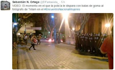 Fotógrafo de Telam agredido por la policía en el encuentro nacional de mujeres en Rosario