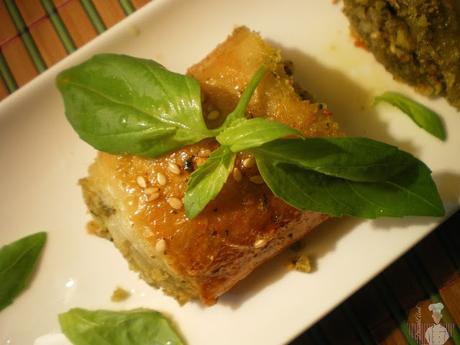 Baklava de pesto de albahaca y nueces