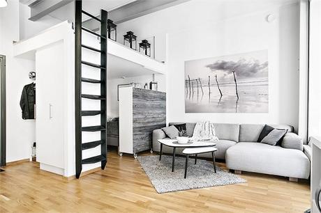 deco ideas, apartamentos, diseño escandinavo negro sobre blanco
