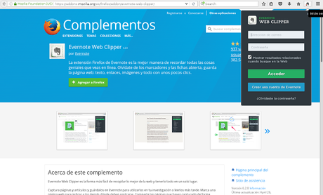 Como instalar Web Clipper de Evernote en Firefox