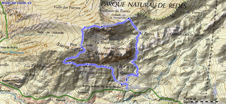 Mapa de la ruta al Torres desde Braña Torres