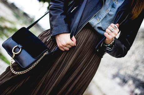 KHAKI MIDI SKIRT