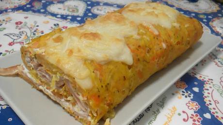 (Receta) Rollo de patata y zanahoria relleno de pavo y queso a las finas hierbas