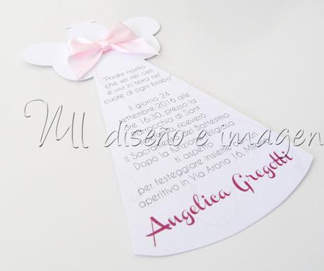 Invitaciones de bautizo con forma de ángel