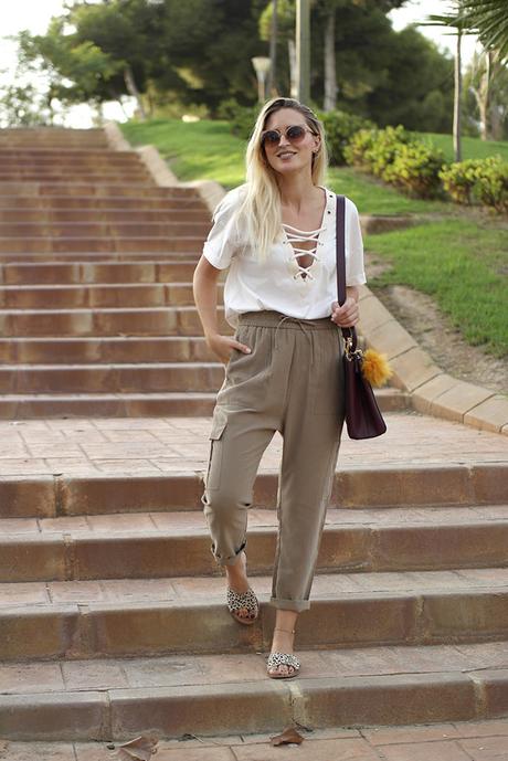 CARGO PANTS & LACE UP SHIRT