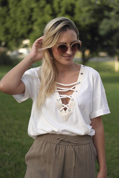 CARGO PANTS & LACE UP SHIRT