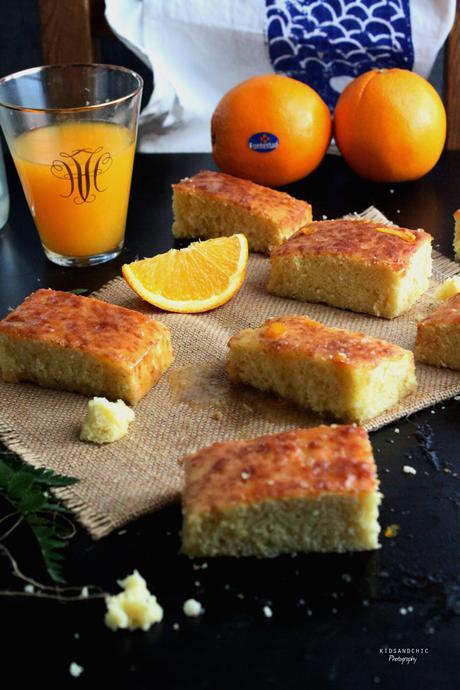 Blondie de naranjas, jengibre y nueces