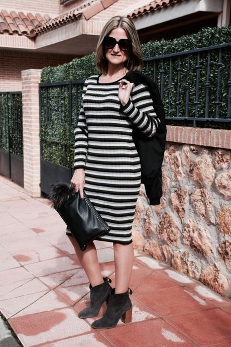 vestido-rayas-bomber-look-otoño-autumn-retro-sunglasses