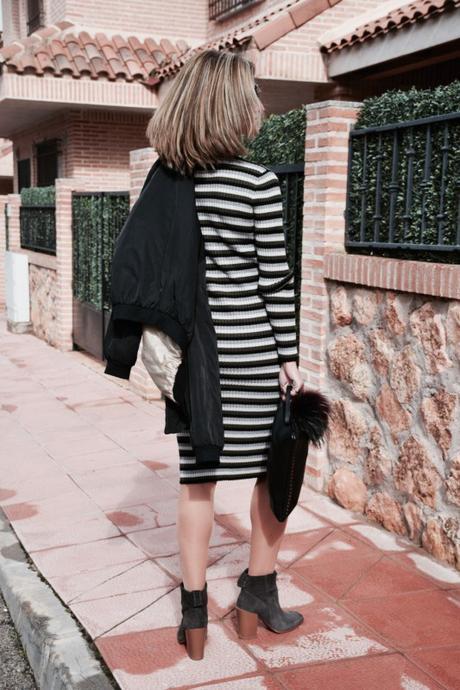 Striped dress and bomber