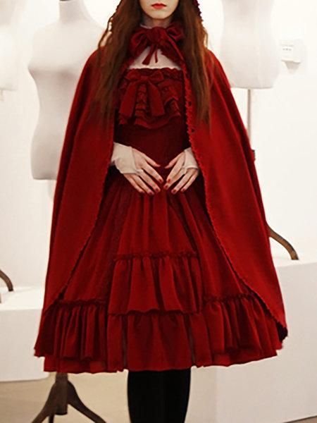 Halloween Wishlist con StyleWe https://www.stylewe.com/product/burgundy-vintage-solid-binding-suede-hoodie-cape-79942.html