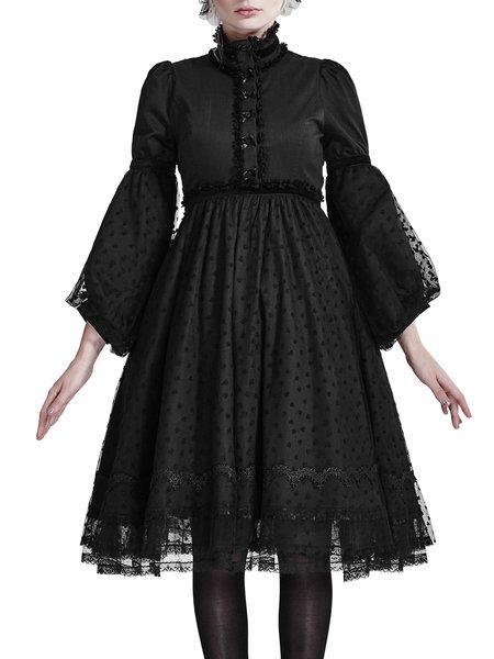 Halloween Wishlist con StyleWe https://www.stylewe.com/product/black---long-sleeve--bow-printed-mesh-midi-dress-76790.html