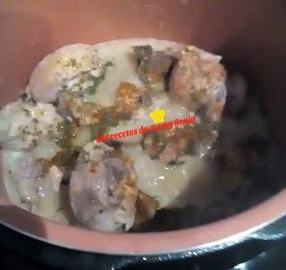 Pollo salsa cebolla olla amiga carol