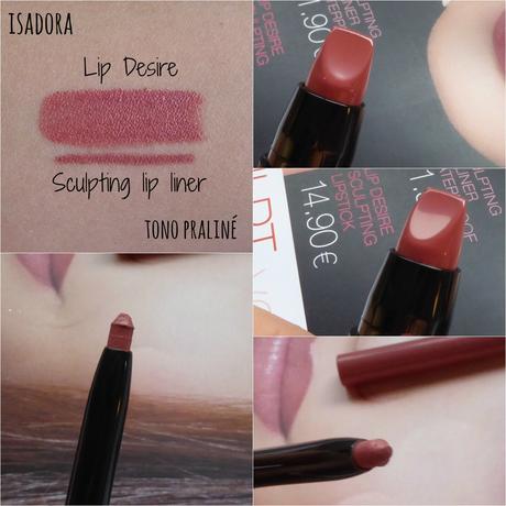 Lip Desire y Sculpting lip liner de Isadora. Praliné.