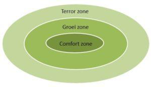 Gráfico: zona de confort, zona de crecimiento, zona de 'terror' (o mágica)