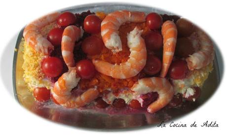 Pastel de langostinos y atún