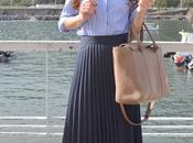 Falda plisada camisa rayas