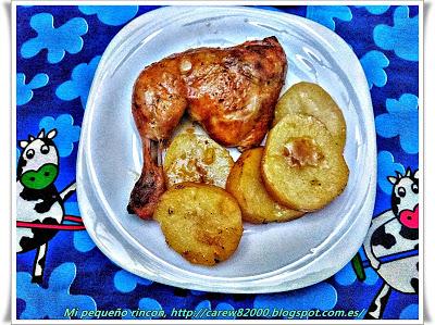 Pollo asado con patatas panaderas