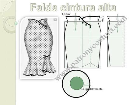 www.patronycostura.com/Falda cintura alta.Tema 190