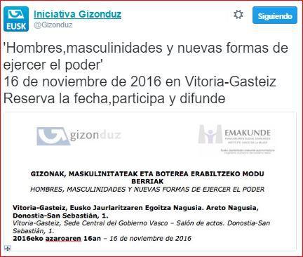 Hombres, masculinidades y nuevas formas de ejercer el poder #Vitoria-Gasteiz 16/11/2016 @gizonduz