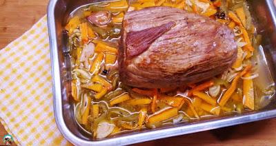 Redondo ternera asado con verduras